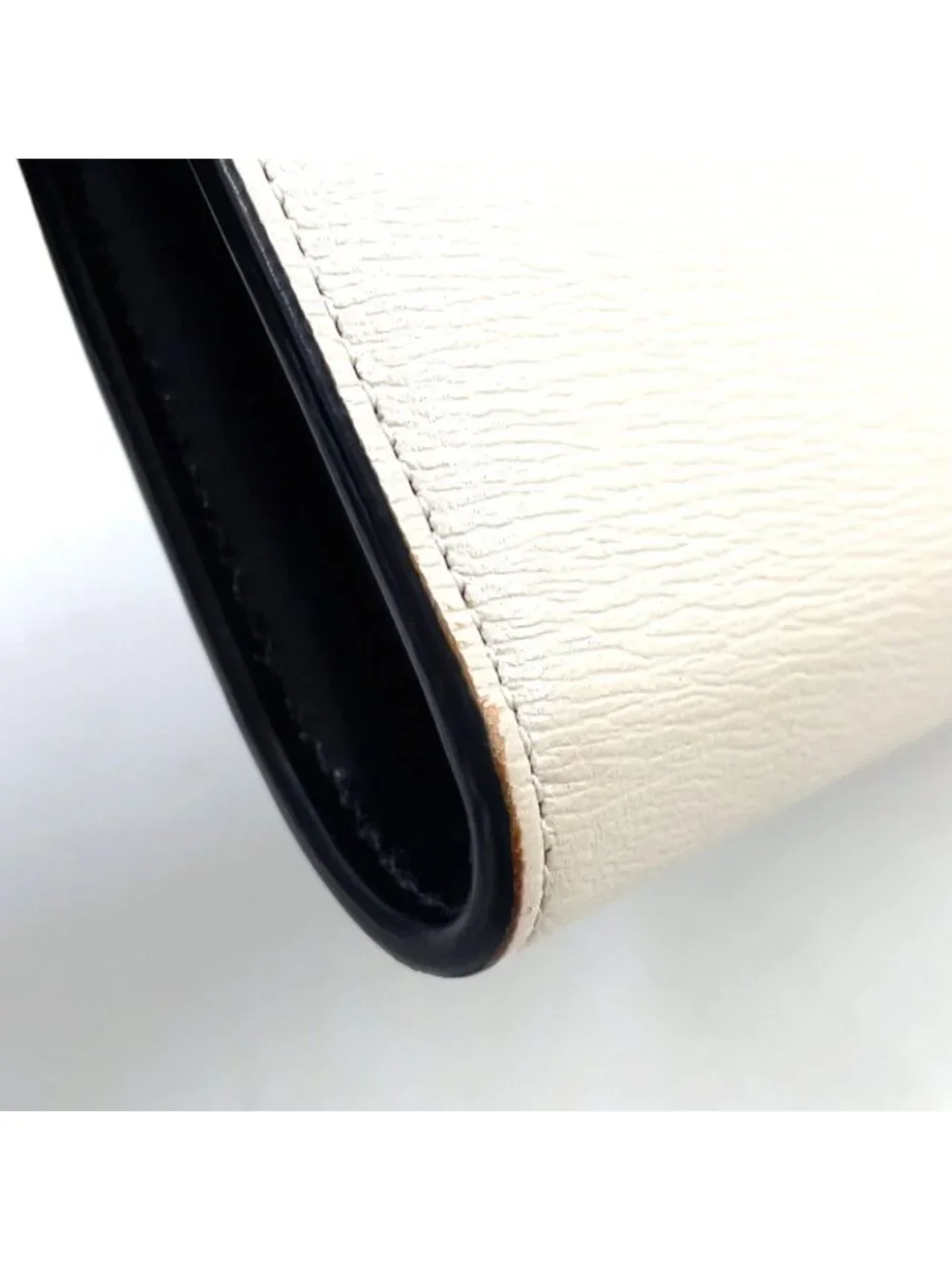 Bvlgari B-zero One Charm L-shaped Zipper Leather Black White Wallet Gold